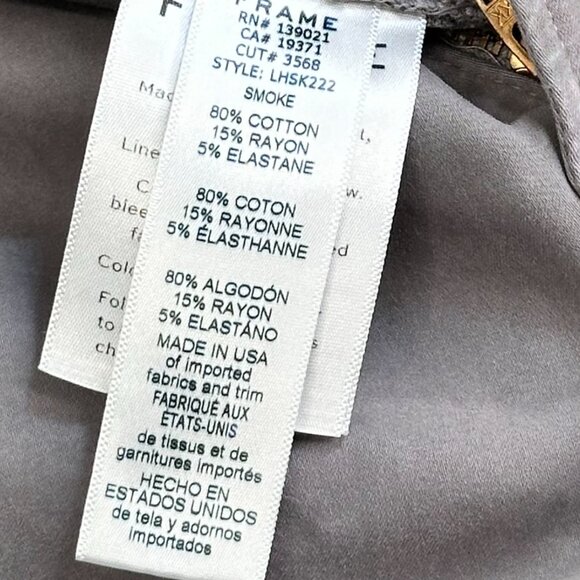 NWOT Frame Le High Skinny Stretch Cotton High Rise Pants Grey Size 29 - Picture 11 of 13
